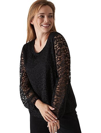 Tee-shirt devant et manches en dentelle - DAXON