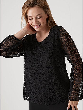 Tee-shirt devant et manches en dentelle - DAXON