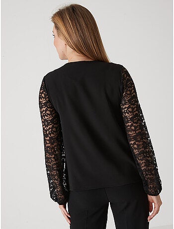 Tee-shirt devant et manches en dentelle - DAXON