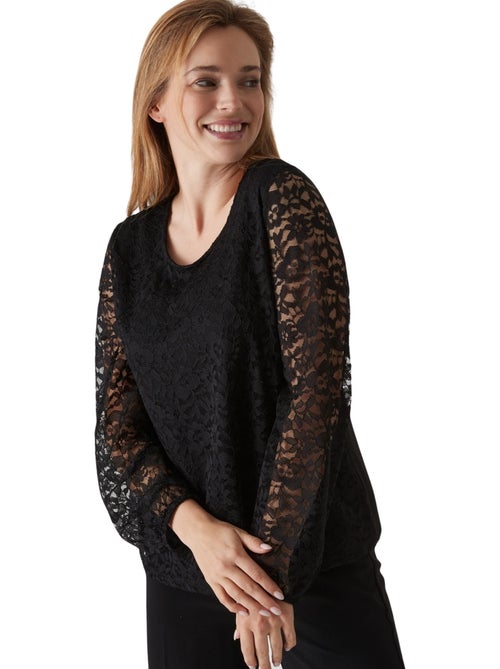 Tee-shirt devant et manches en dentelle - DAXON - Kiabi