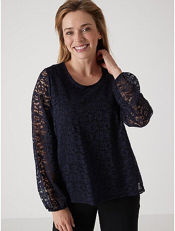 Tee-shirt devant et manches en dentelle