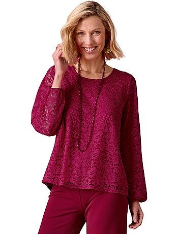 Tee-shirt devant et manches en dentelle