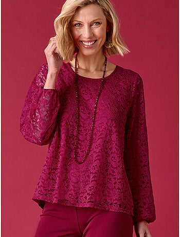 Tee-shirt devant et manches en dentelle
