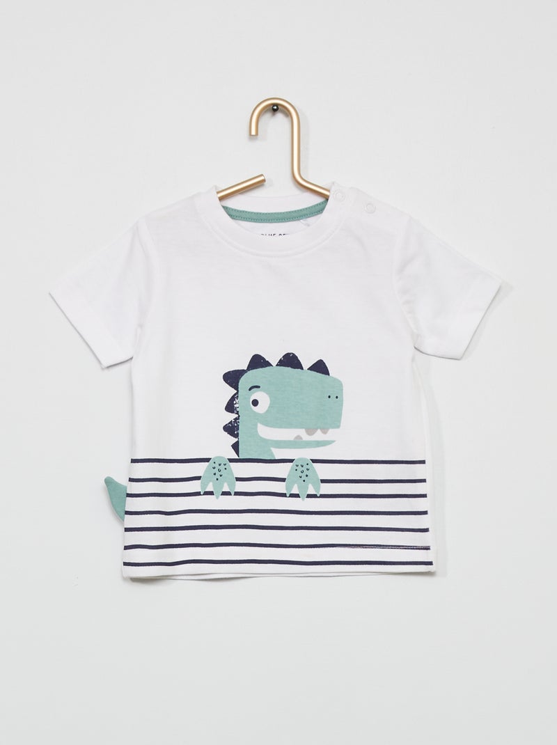 Tee-shirt 'dinosaure' blanc - Kiabi