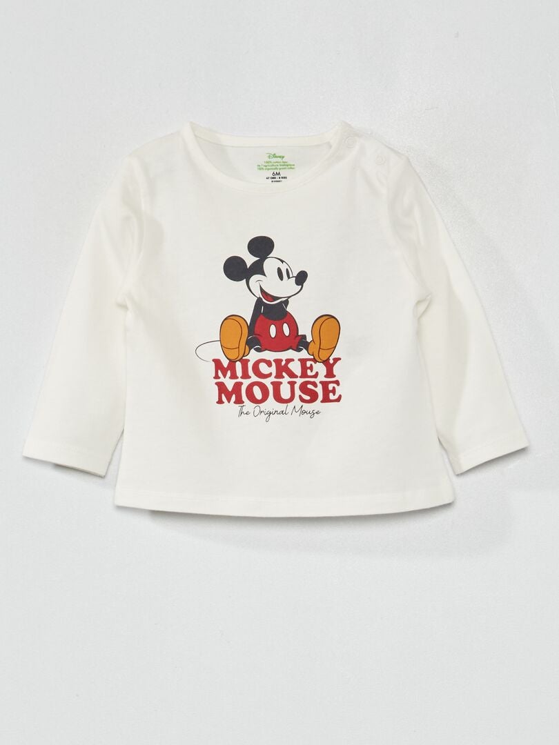 Tee-shirt 'Disney' à manches longues Blanc 'Mickey' - Kiabi