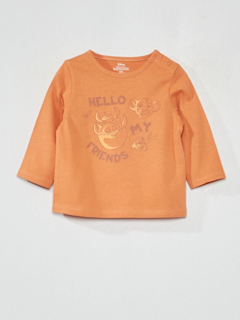 Tee-shirt 'Disney' à manches longues Orange - Kiabi