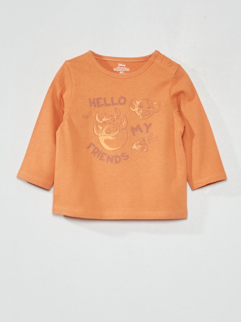 Tee-shirt 'Disney' à manches longues Orange - Kiabi