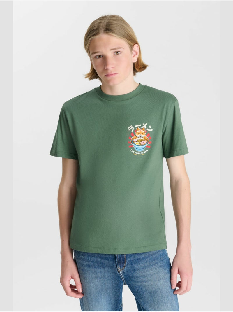 Tee-shirt douasbo 'le temps des cerises' Vert - Kiabi