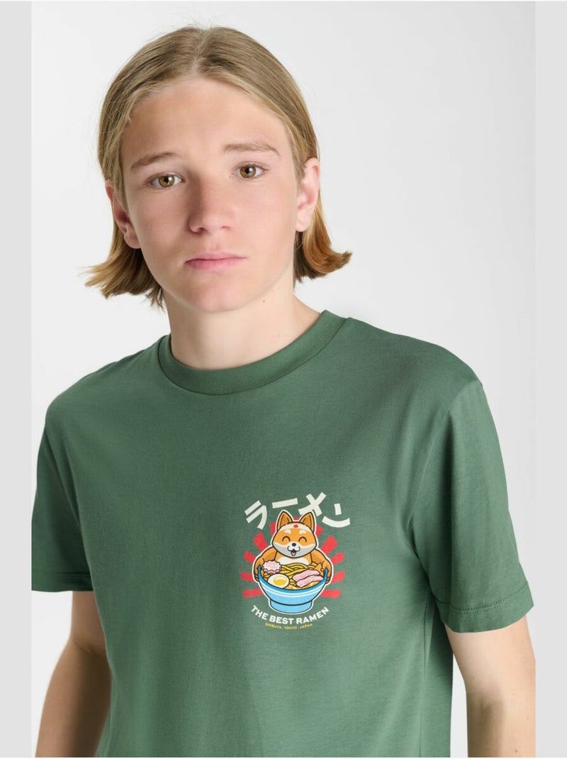 Tee-shirt douasbo 'le temps des cerises' Vert - Kiabi
