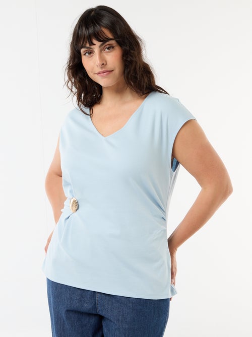 Tee-shirt drapé avec bijou doré - Kiabi