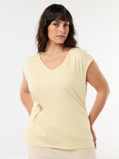 Tee-shirt drapé avec bijou doré - Kiabi