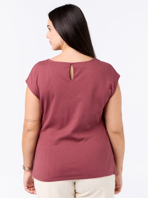 Tee-shirt drapé avec bijou doré - Kiabi