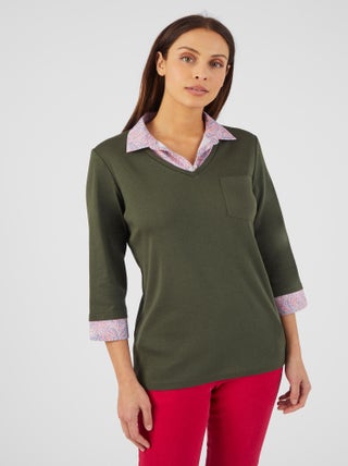 Tee-shirt effet 2 en 1 coton biologique - Damart