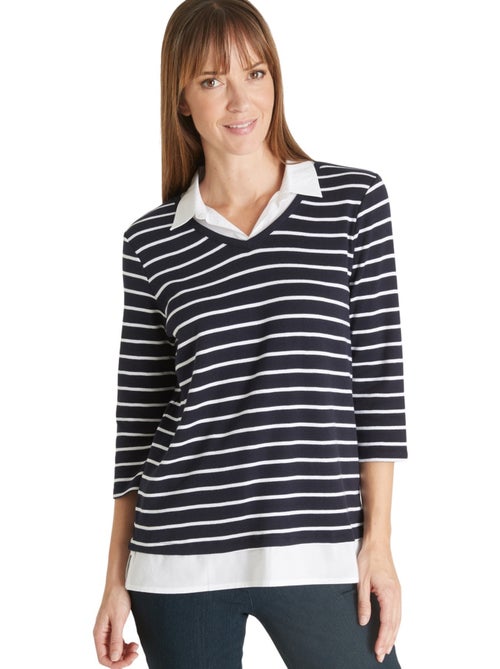 Tee-shirt effet 2 en 1 esprit marin - DAXON - Kiabi