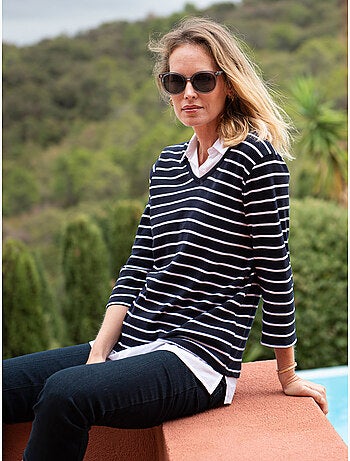 Tee-shirt effet 2 en 1 esprit marin