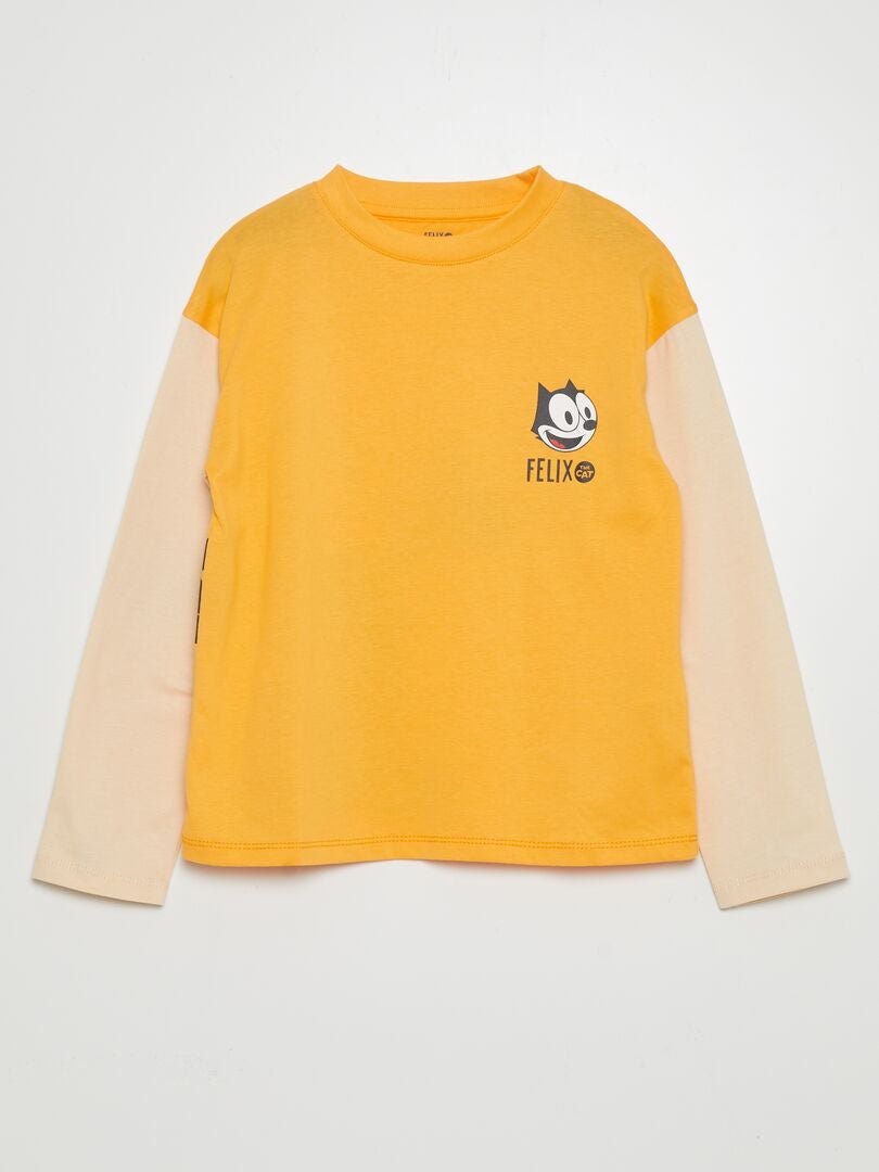 Tee-shirt effet 2 en 1 'Felix The Cat' Orange - Kiabi