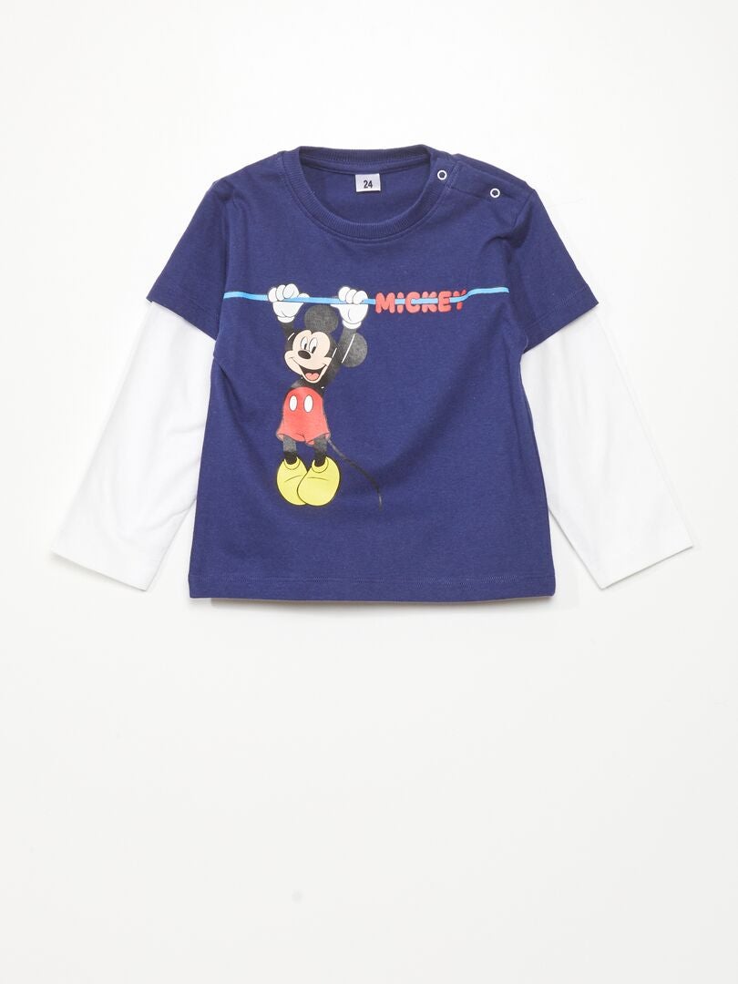 Tee-shirt effet 2 en 1 'Mickey Mouse' Bleu marine - Kiabi