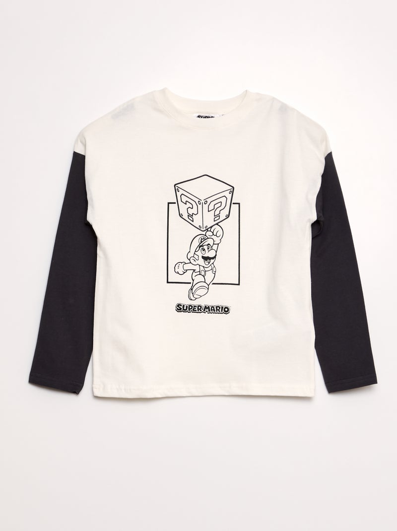 Tee-shirt effet 2 en 1 'SuperMario' Blanc/noir - Kiabi