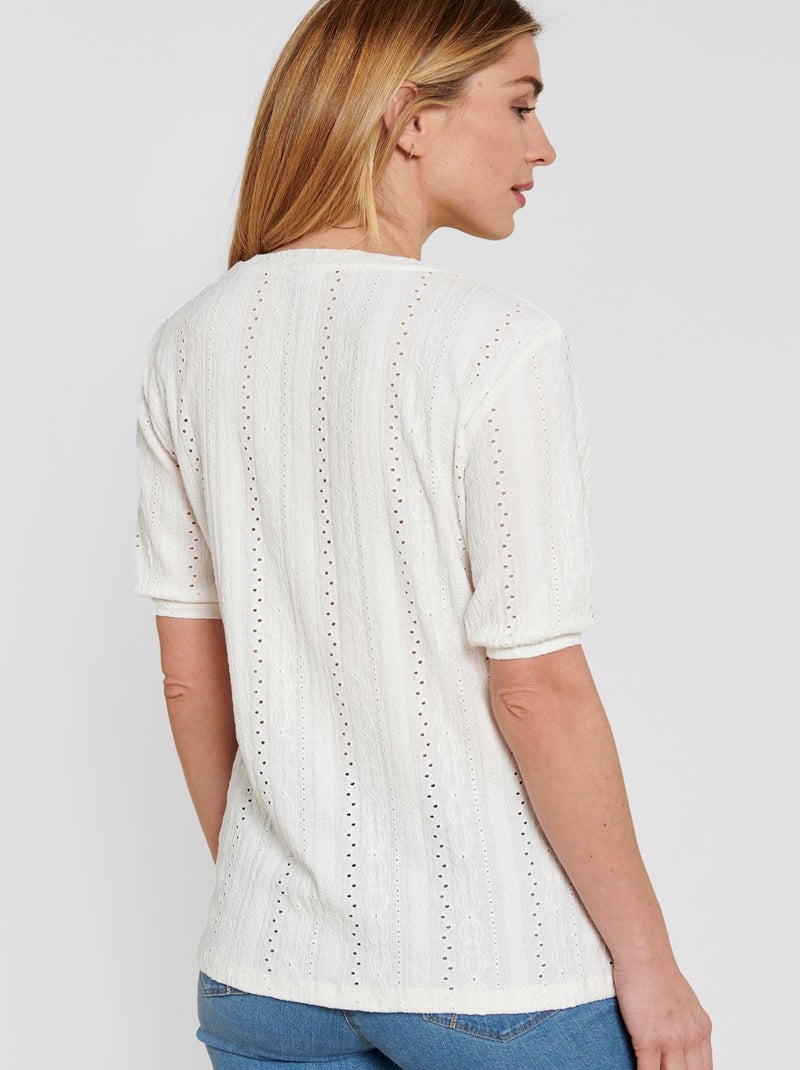 Tee-shirt effet macramé - Damart Blanc cassé - Kiabi