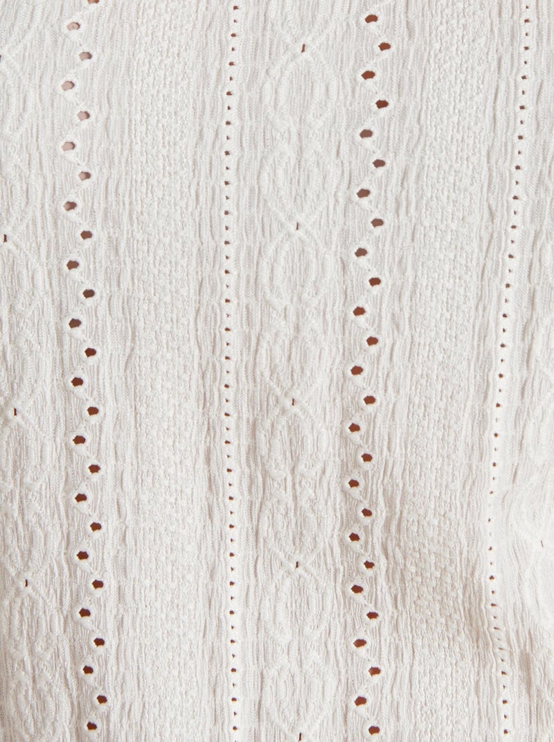 Tee-shirt effet macramé - Damart Blanc cassé - Kiabi