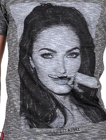 Tee Shirt Eleven Paris MF Ts Megan Fox Gris Cotton Vintage