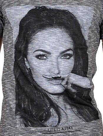 Tee Shirt Eleven Paris MF Ts Megan Fox Gris Cotton Vintage