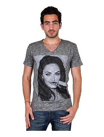 Tee Shirt Eleven Paris MF Ts Megan Fox Gris Cotton Vintage