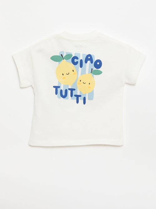 Tee-shirt en coton avec broderie poitrine - Kiabi