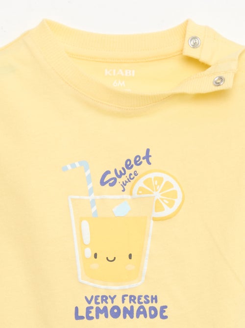 Tee-shirt en coton avec broderie poitrine - Kiabi