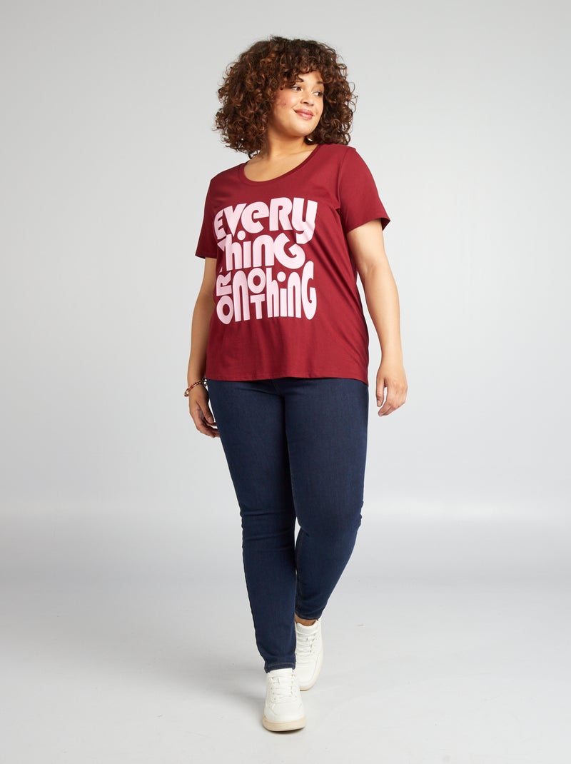 Tee-shirt en coton avec imprimé Rouge - Kiabi