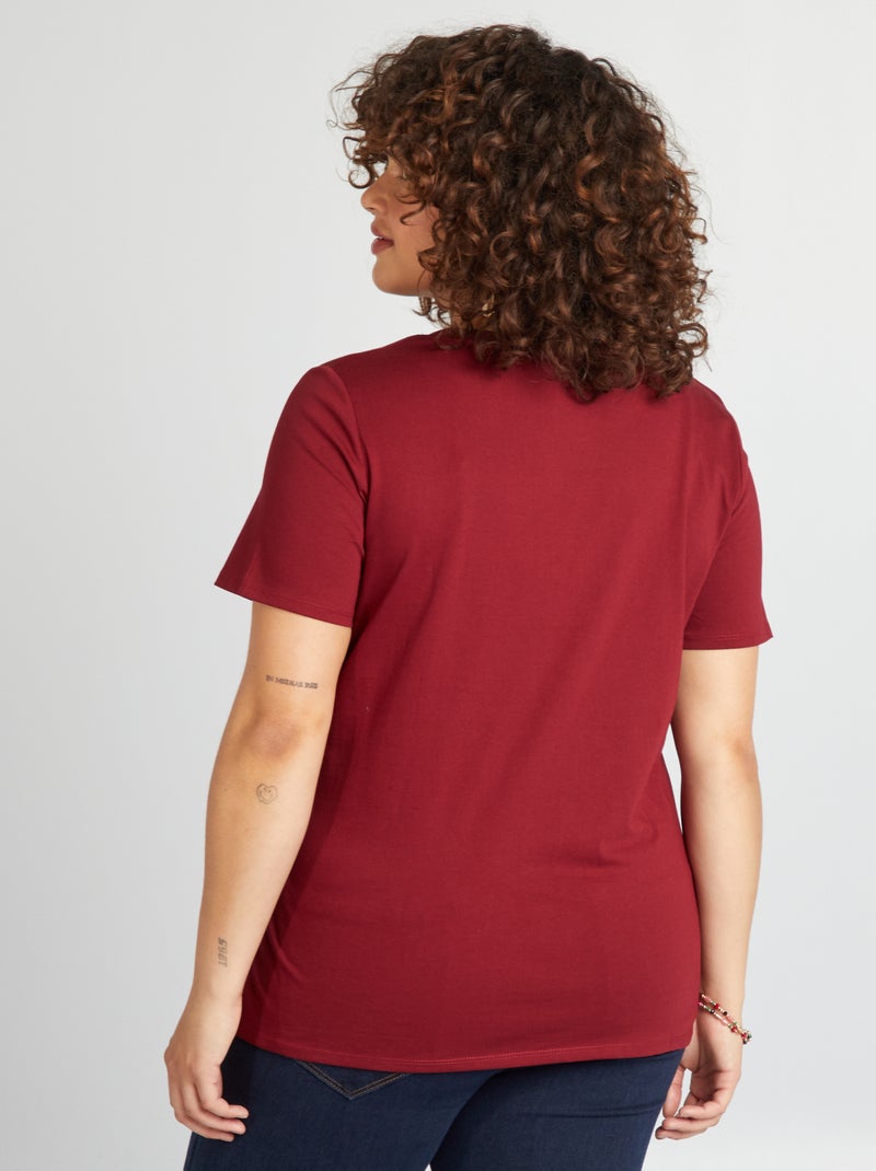 Tee-shirt en coton avec imprimé Rouge - Kiabi