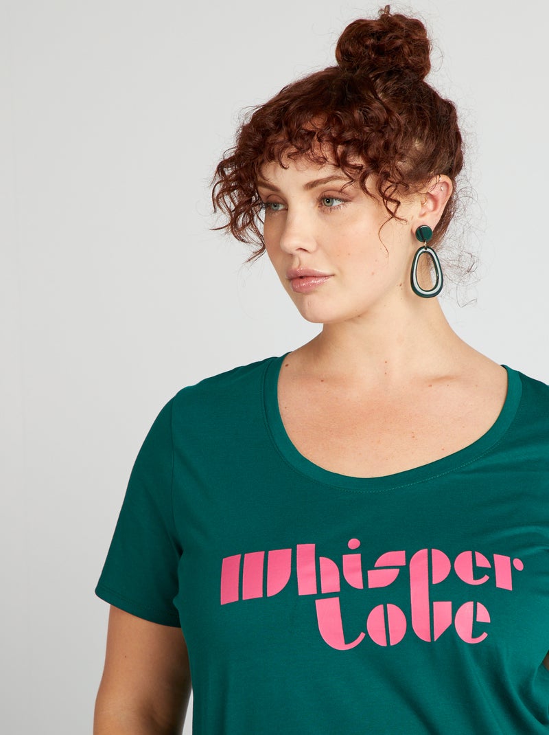 Tee-shirt en coton avec imprimé Vert - Kiabi