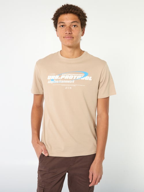Tee-shirt en coton imprimé à manches courtes - Kiabi
