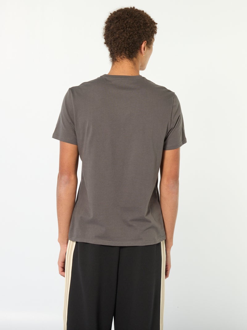 Tee-shirt en coton imprimé à manches courtes Gris - Kiabi