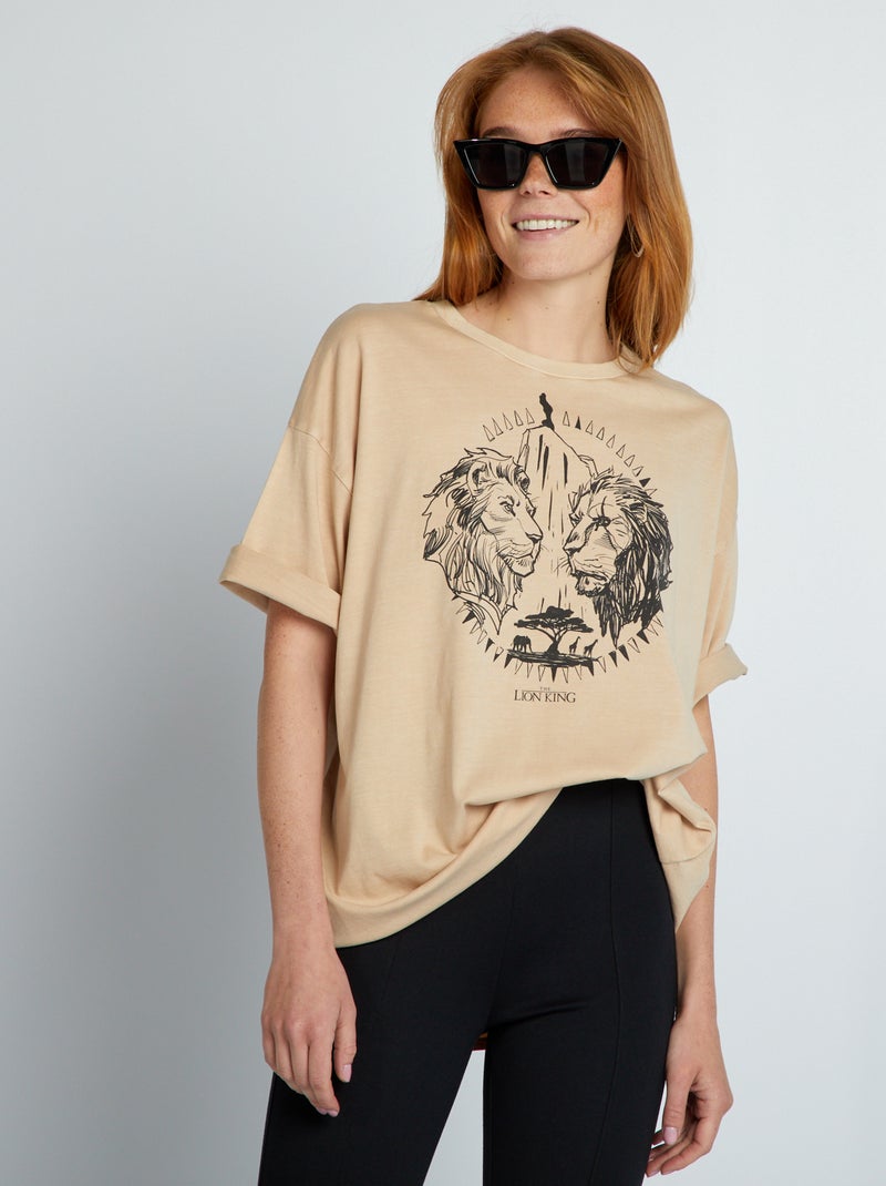 Tee-shirt en coton imprimé 'Roi Lion' Beige - Kiabi
