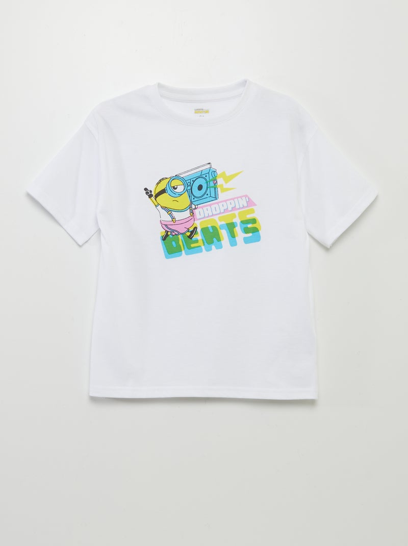 Tee-shirt en coton 'Les Minions' à col rond Blanc - Kiabi