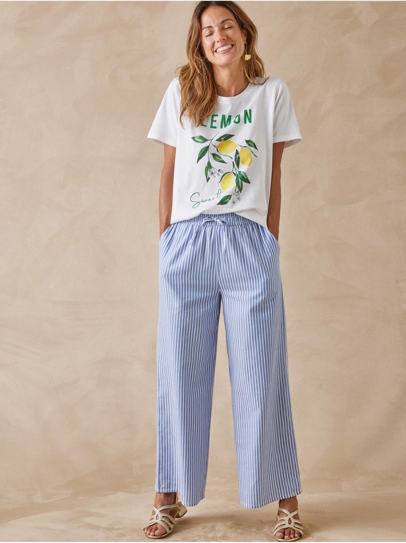 Tee-shirt en coton motif citrons - DAXON Blanc Blanc - Kiabi