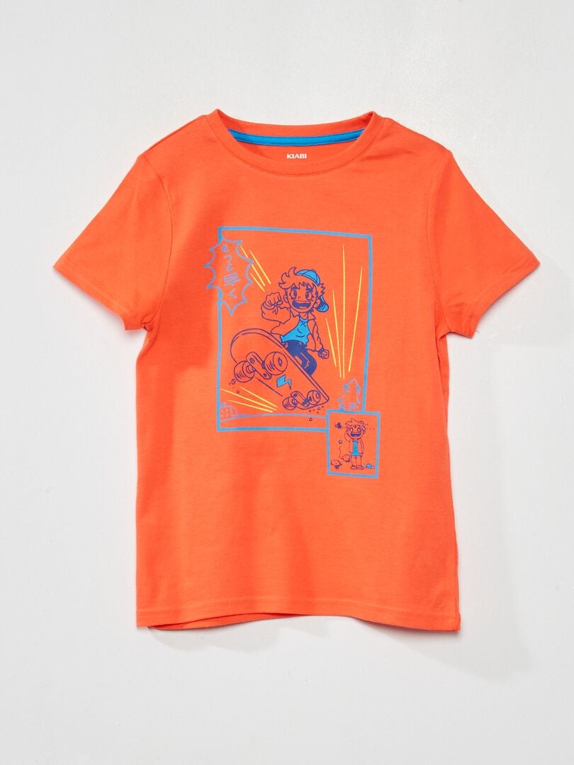 Tee-shirt en coton Orange - Kiabi