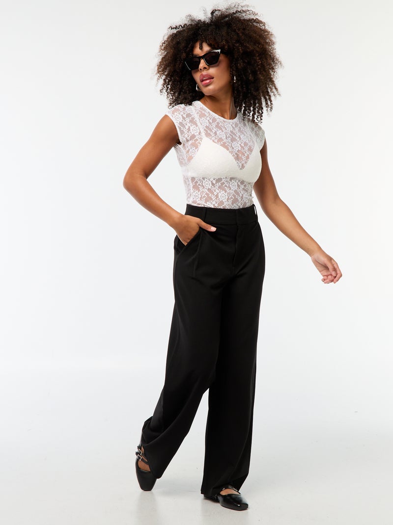 Tee-shirt en dentelle ajourée Blanc - Kiabi