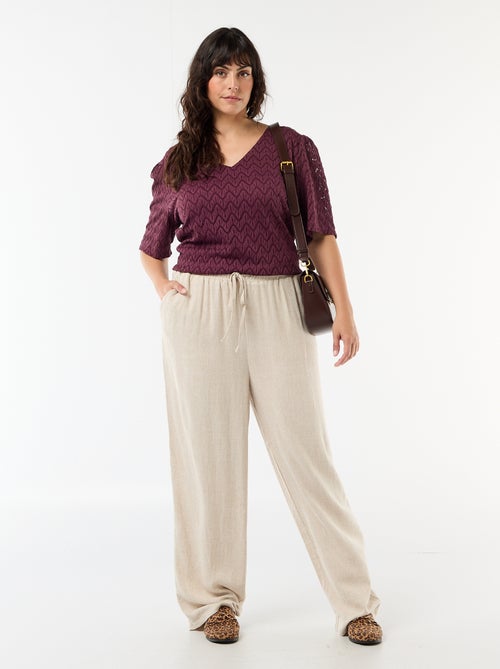 Tee-shirt en dentelle ajourée - Kiabi