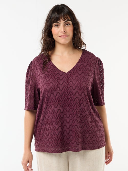 Tee-shirt en dentelle ajourée - Kiabi