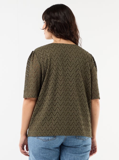 Tee-shirt en dentelle ajourée - Kiabi