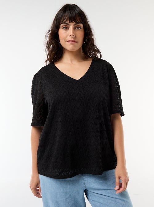 Tee-shirt en dentelle ajourée - Kiabi
