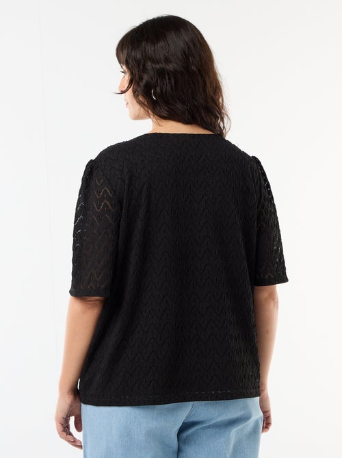 Tee-shirt en dentelle ajourée - Kiabi