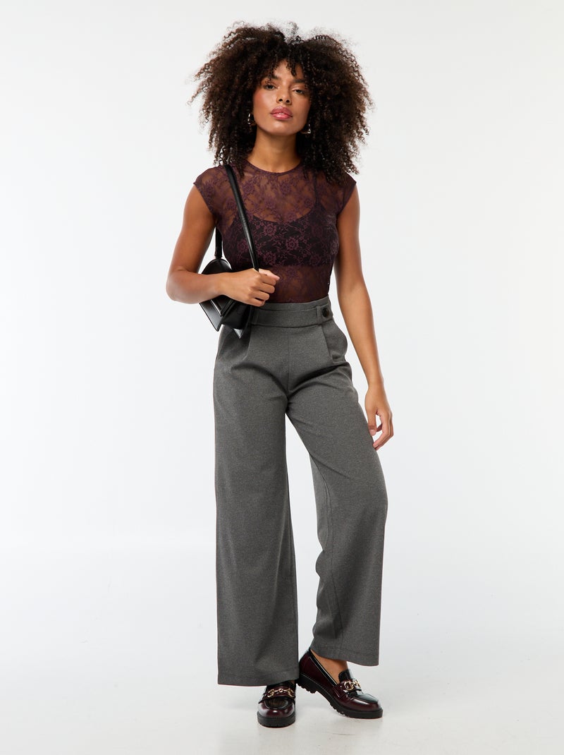 Tee-shirt en dentelle ajourée Rouge - Kiabi