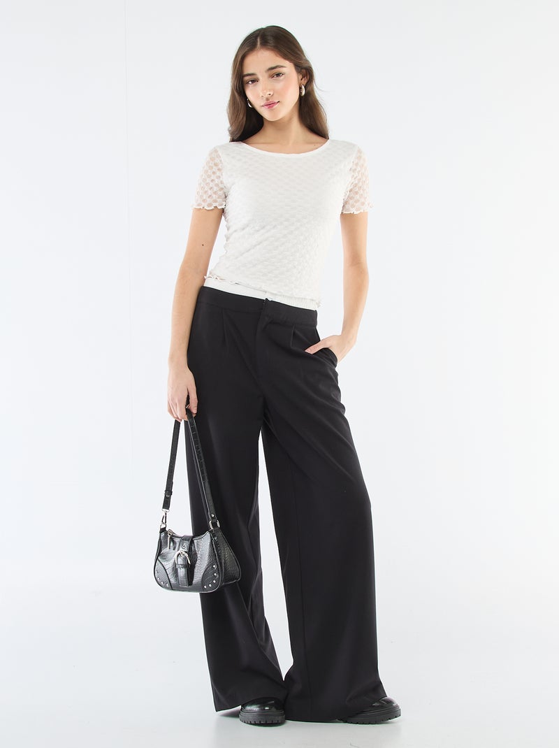 Tee-shirt en dentelle avec dos échancré Blanc - Kiabi