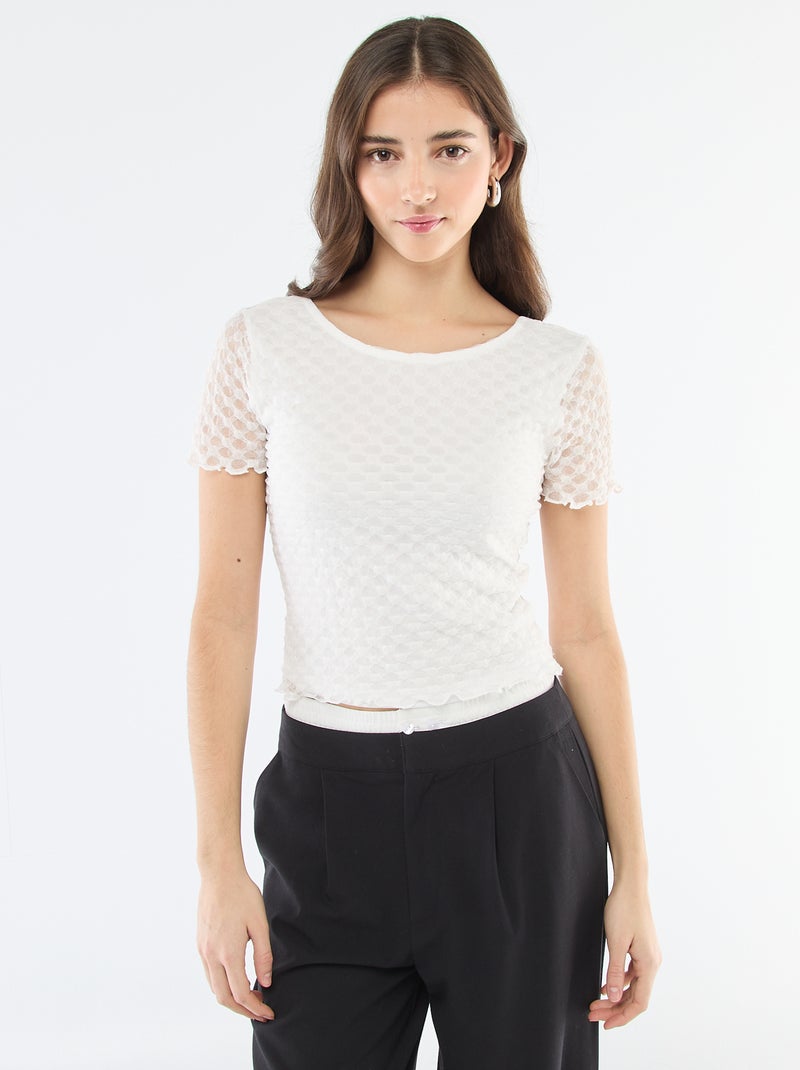 Tee-shirt en dentelle avec dos échancré Blanc - Kiabi