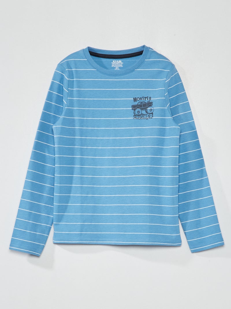 Tee-shirt en jersey à manches longues Bleu ciel - Kiabi