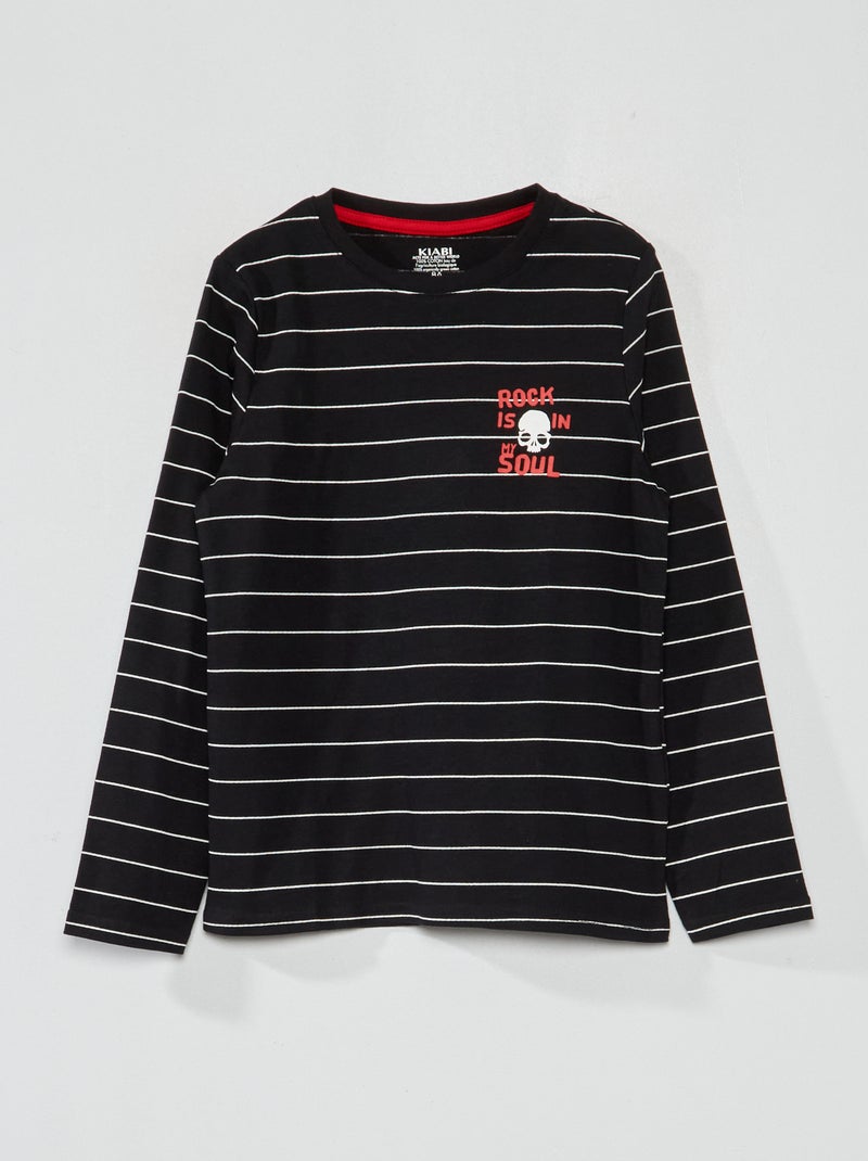 Tee-shirt en jersey à manches longues Noir - Kiabi