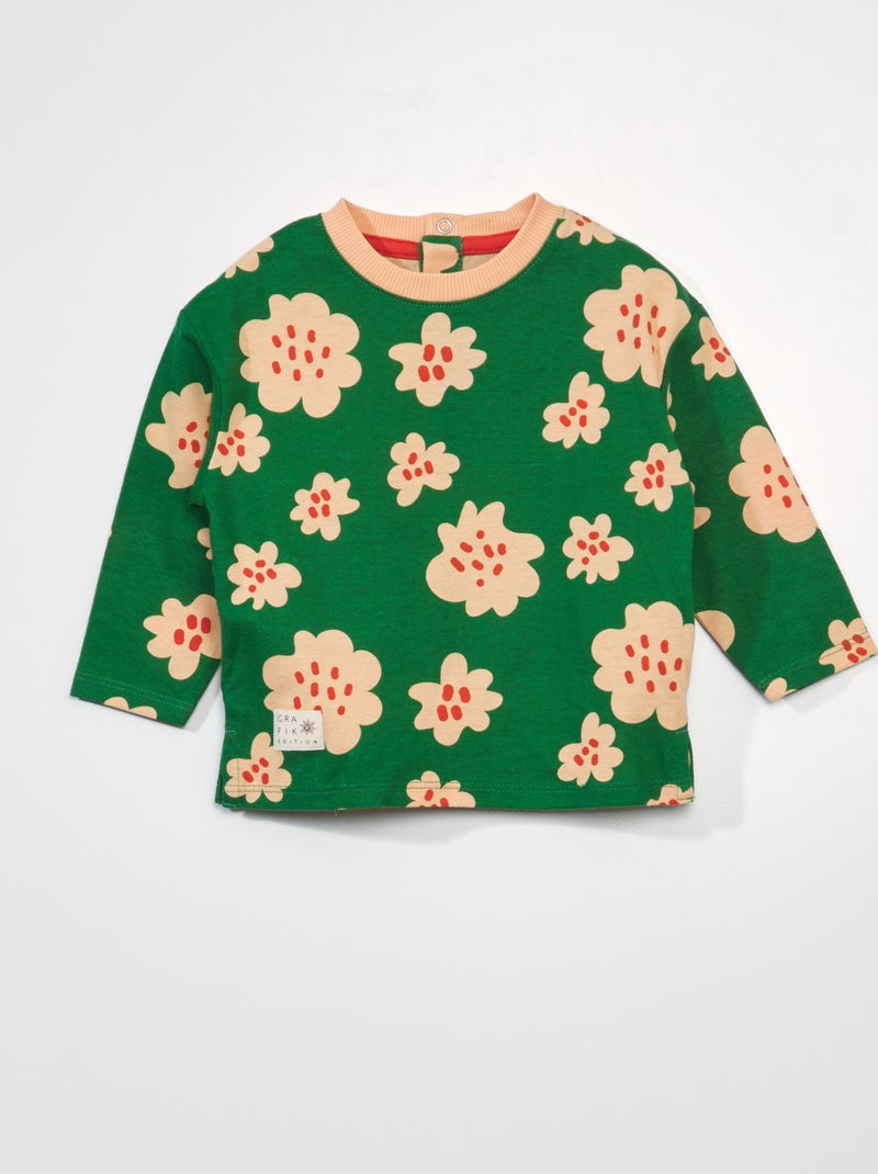 Tee-shirt en jersey à manches longues Vert - Kiabi